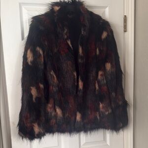 Black and Red Teddy Jacket with Furry Texture